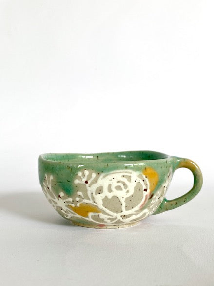 Teetasse - Blüten - türkis