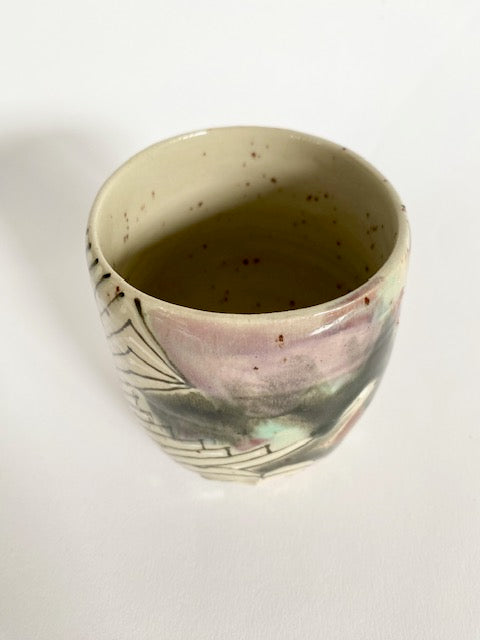 Becher / natur / violett / weiß /schwarz / braun / türkis