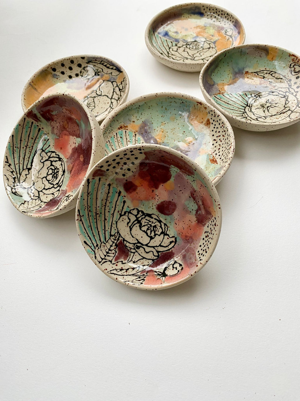 Essschälchen oder Futternäpfchen Paar türkis / gelb / blau