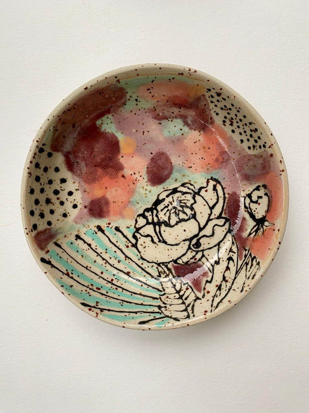 Essschälchen oder Futternäpfchen Paar rot / türkis / lachs