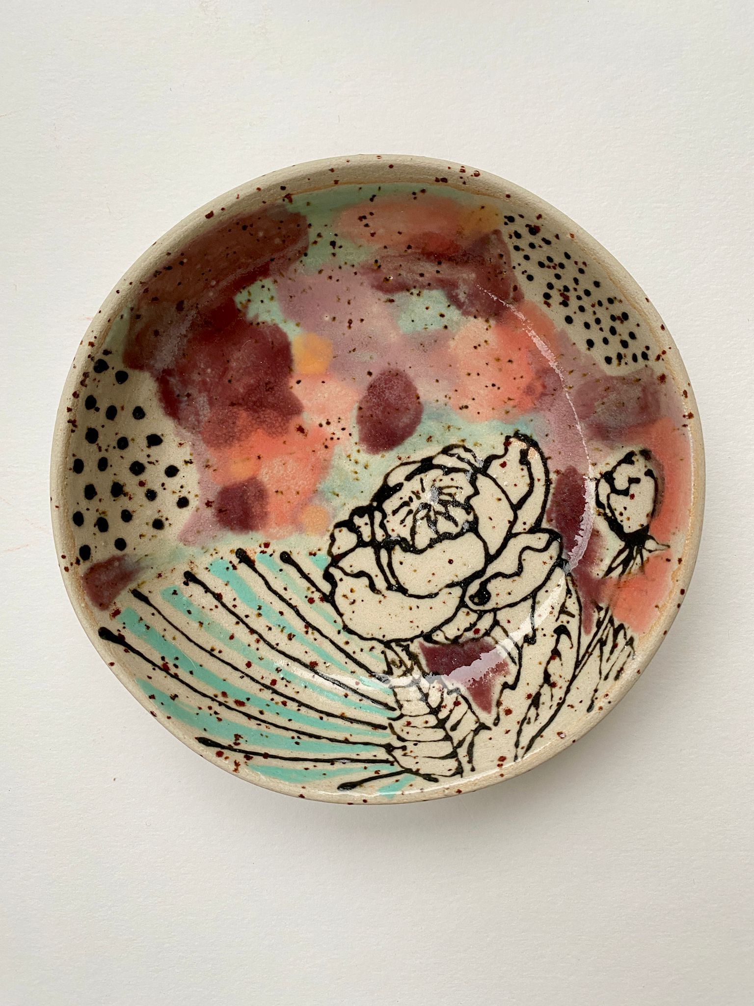 Essschälchen oder Futternäpfchen Paar rot / türkis / lachs