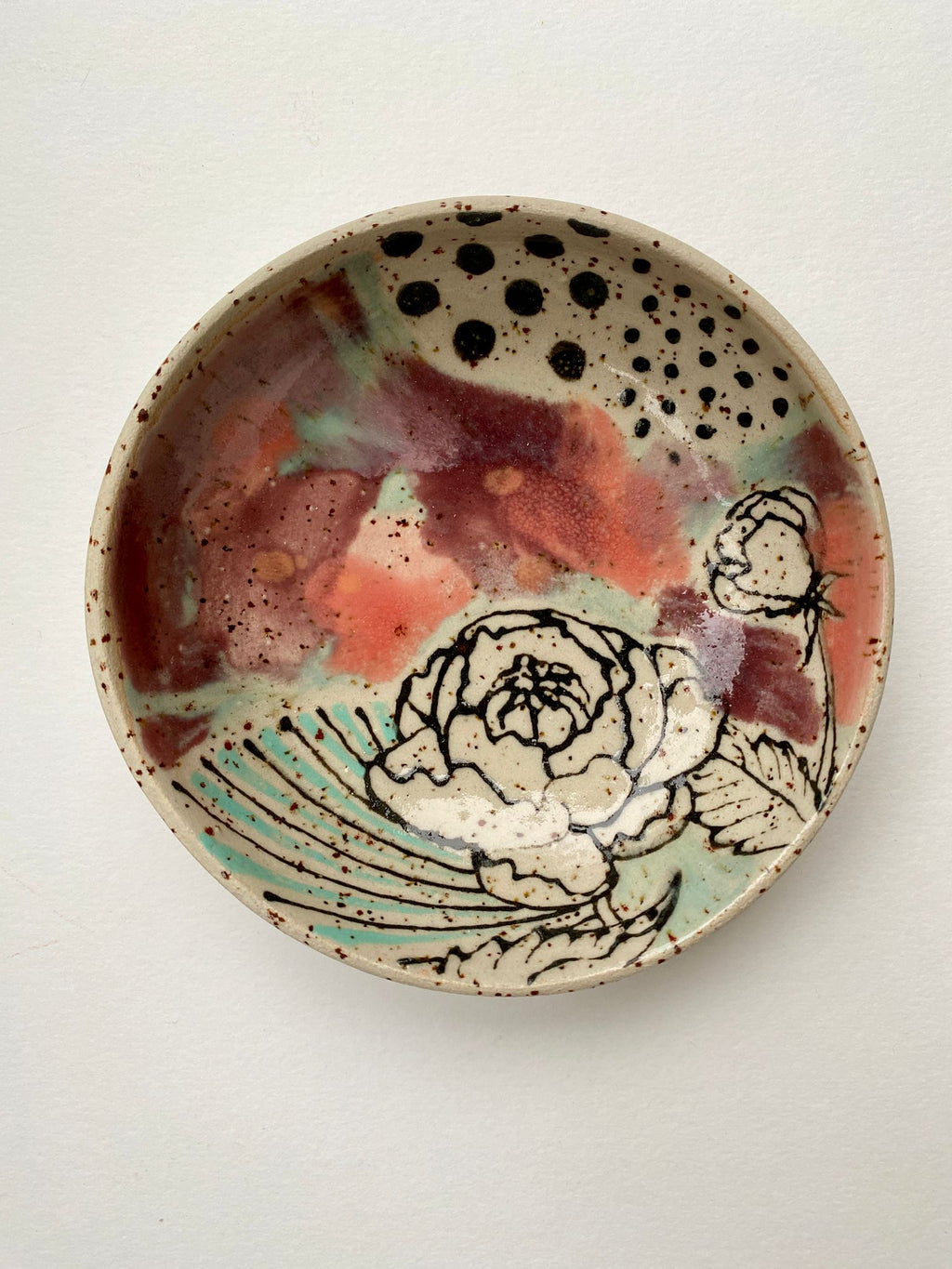 Essschälchen oder Futternäpfchen Paar rot / türkis / lachs