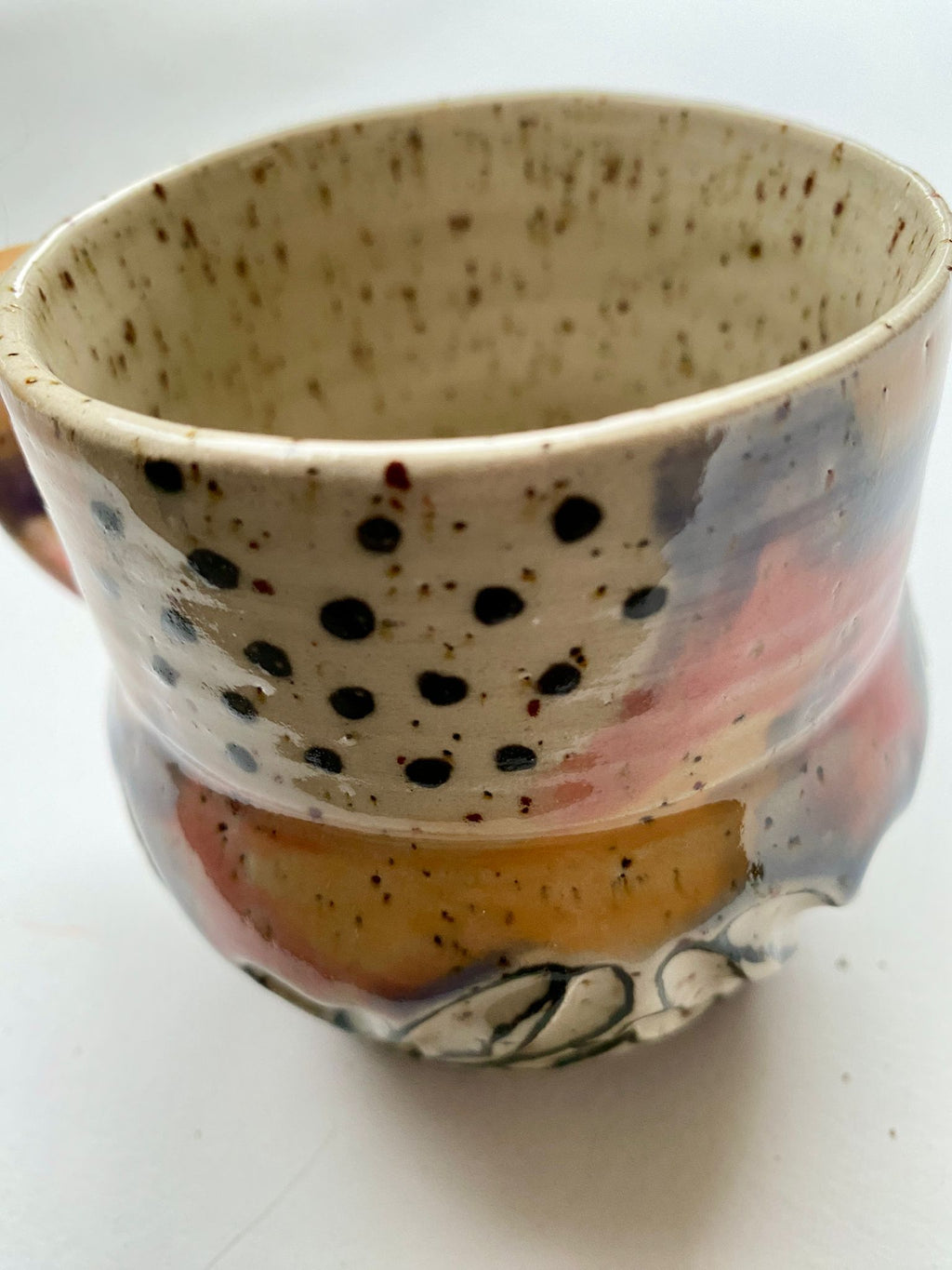 Tasse gelb / lachs / türkis / lila