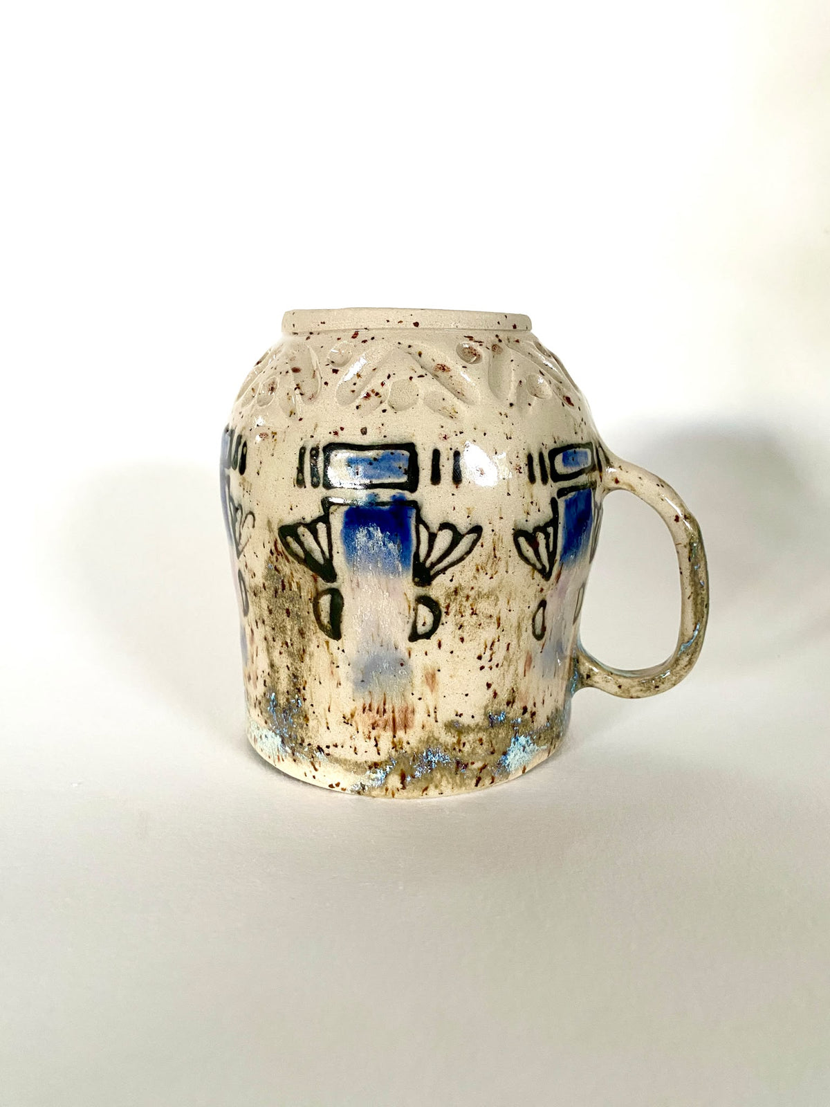 Tasse mit Henkel Muster blau