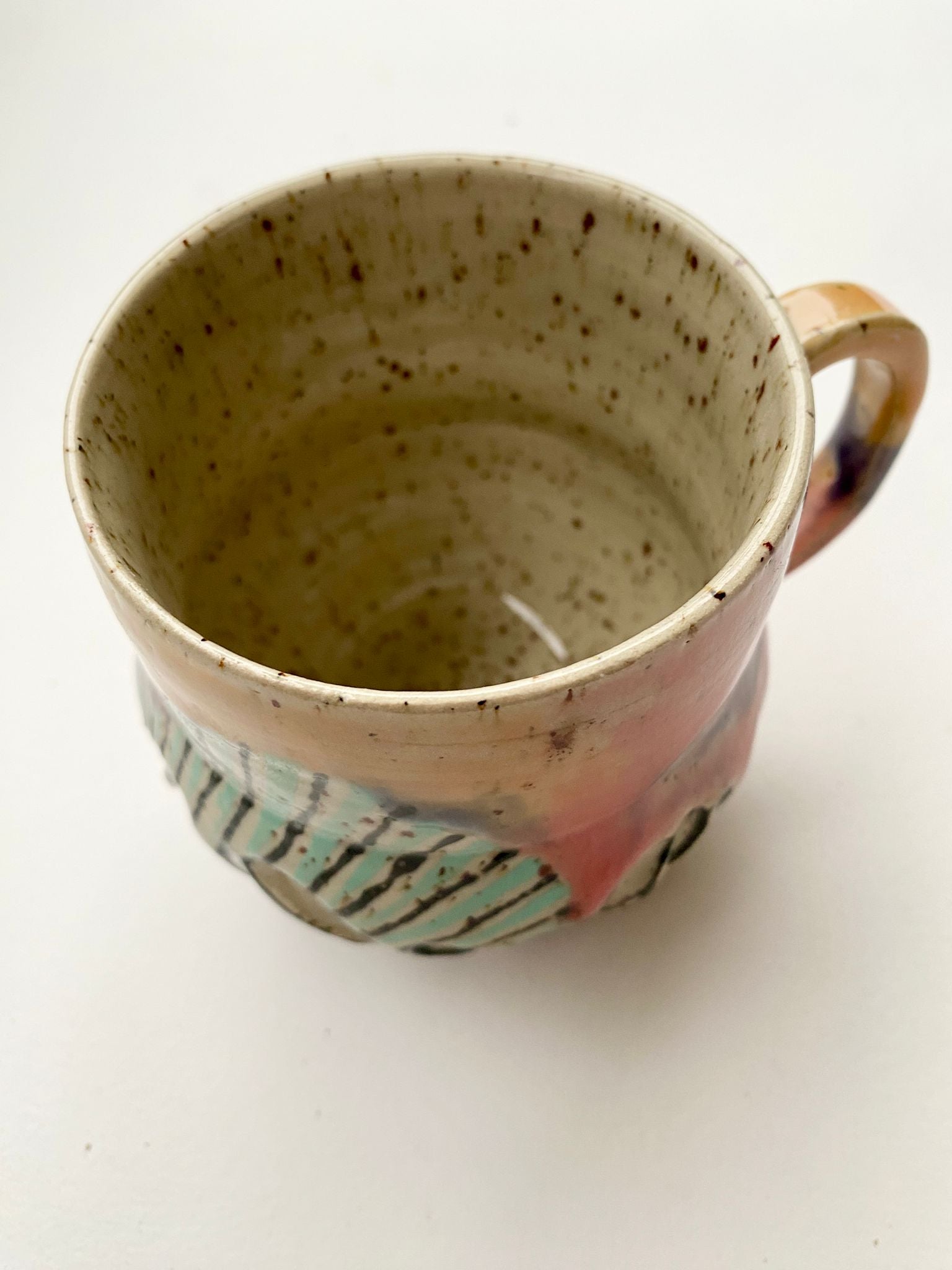 Tasse gelb / lachs / türkis / lila