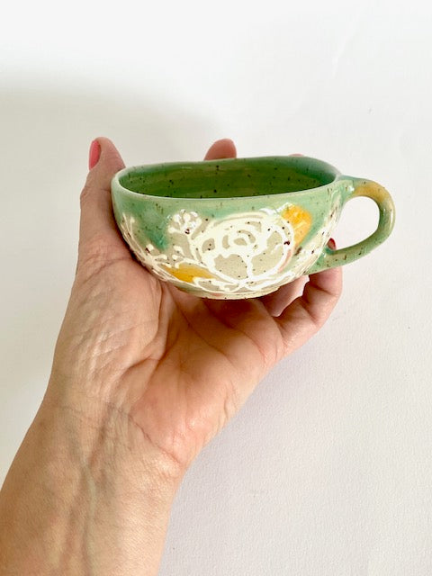 Teetasse - Blüten - türkis