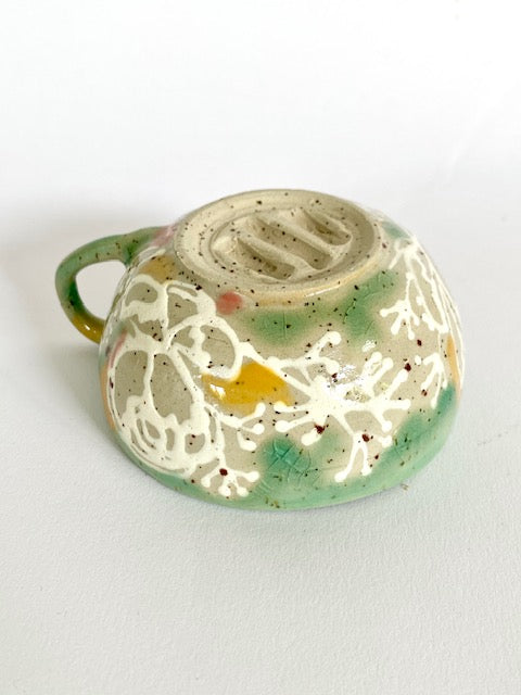 Teetasse - Blüten - türkis