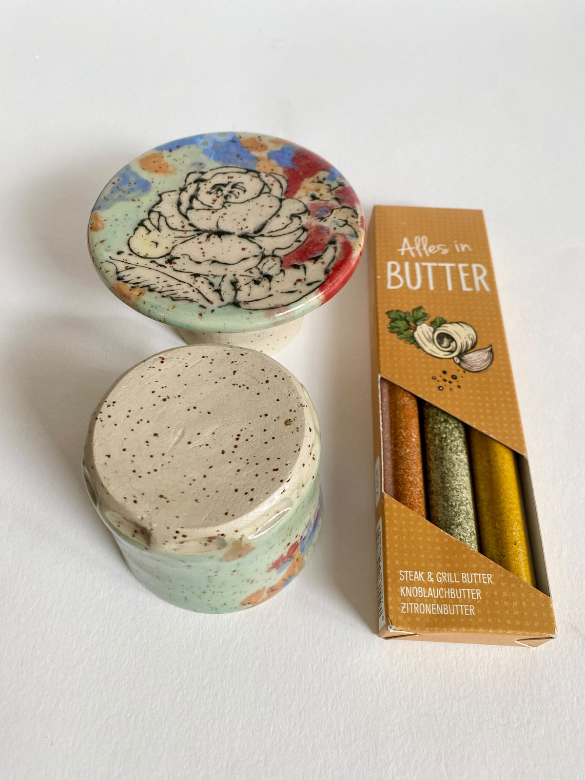 Französische Butterdose Pfingstrose