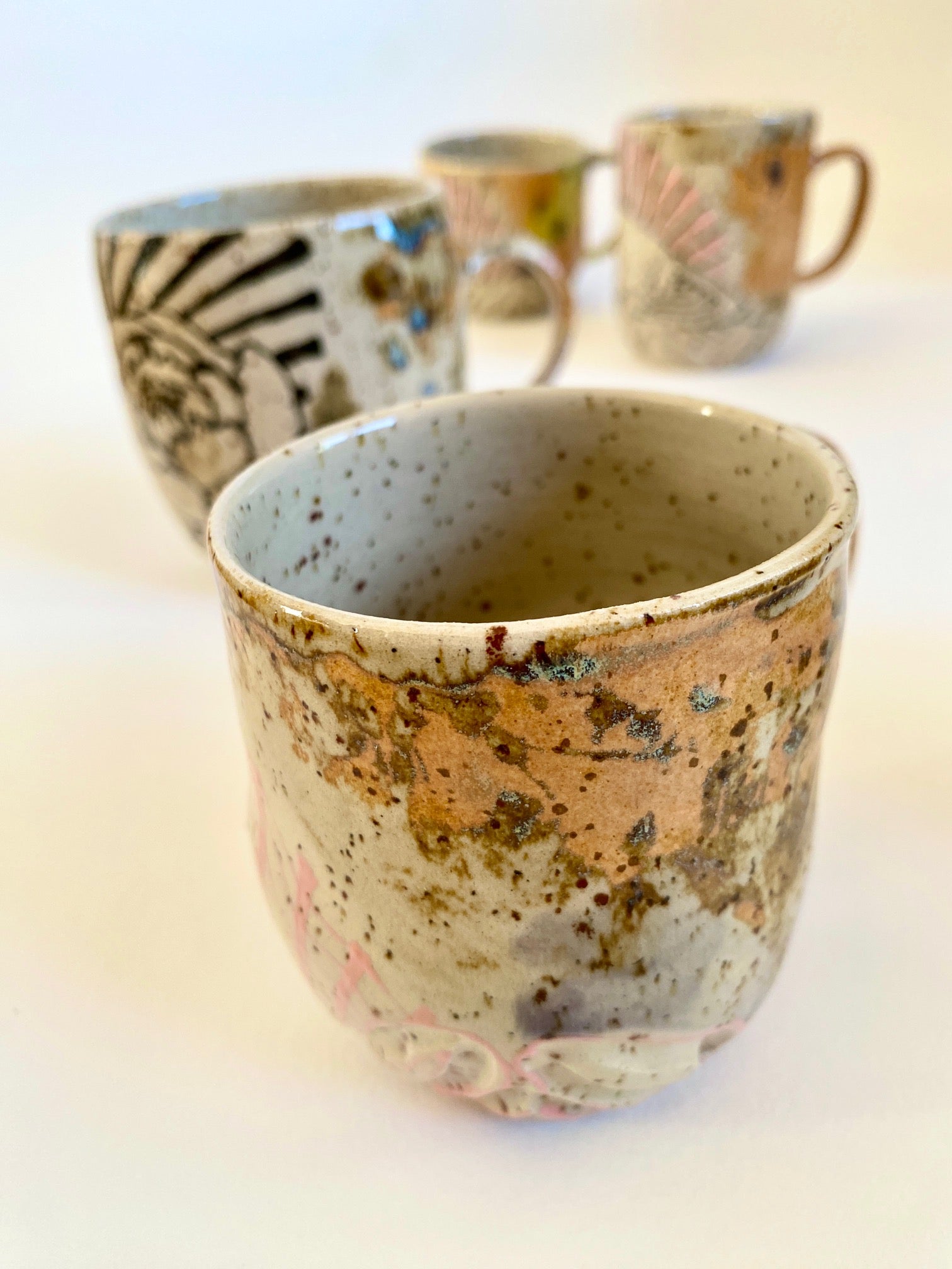 Tasse Fischgrätenmuster  orange / mint / bronze / rosa / lila