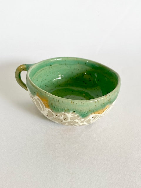 Teetasse - Blüten - türkis