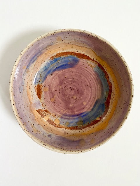 Schale / tiefer Teller mit Farbverlauf blau / gelb / violett /braun
