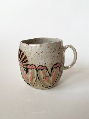 Tasse quadratisch, groß rosa / schwarz / natur / weiß