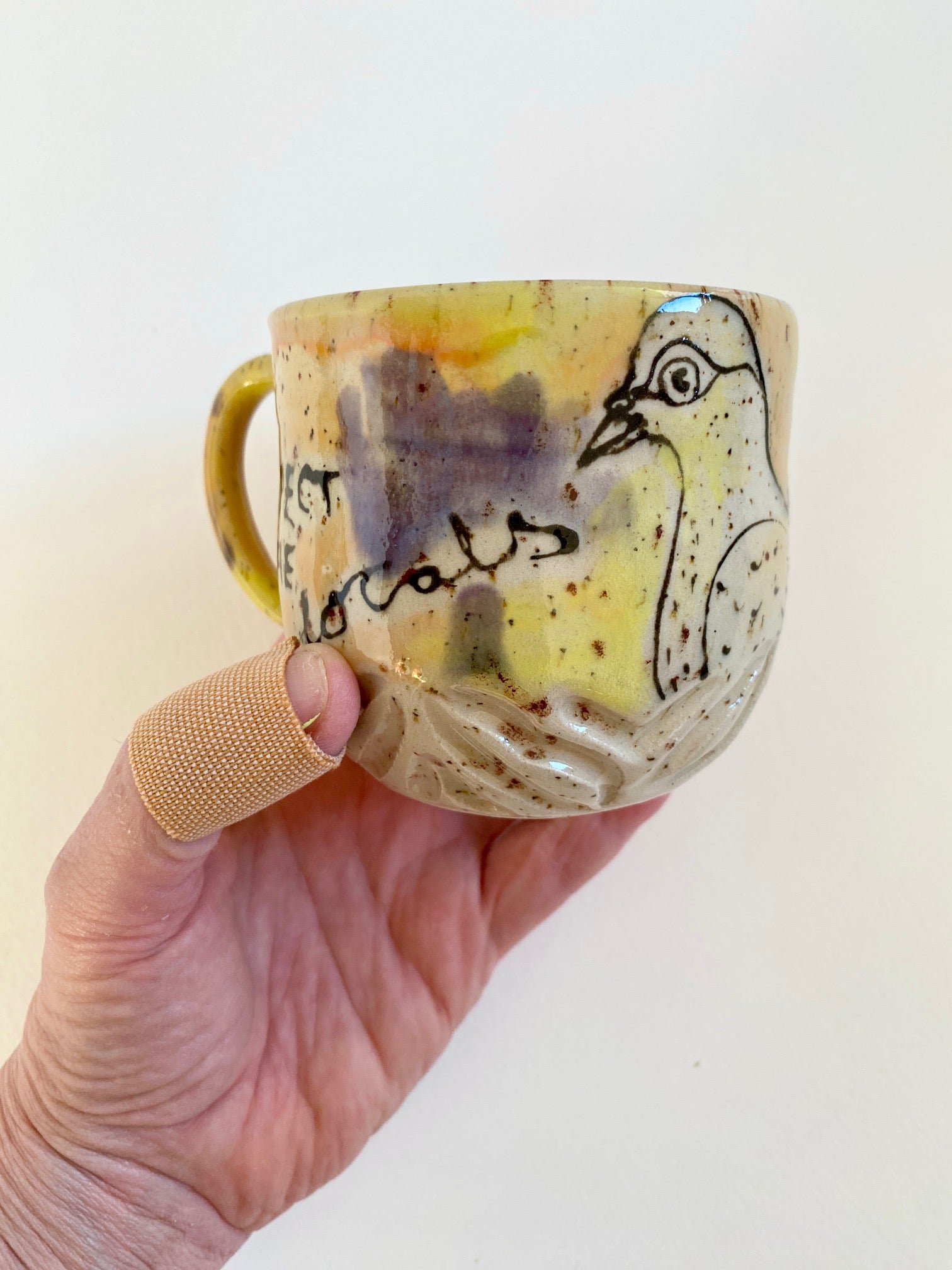 Tasse Taube gelb Geschwistertasse  - Respect the locals