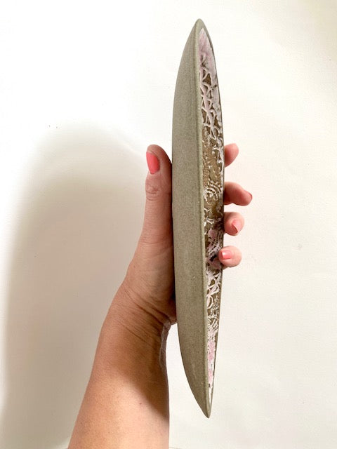 Schale oval - grauer Ton