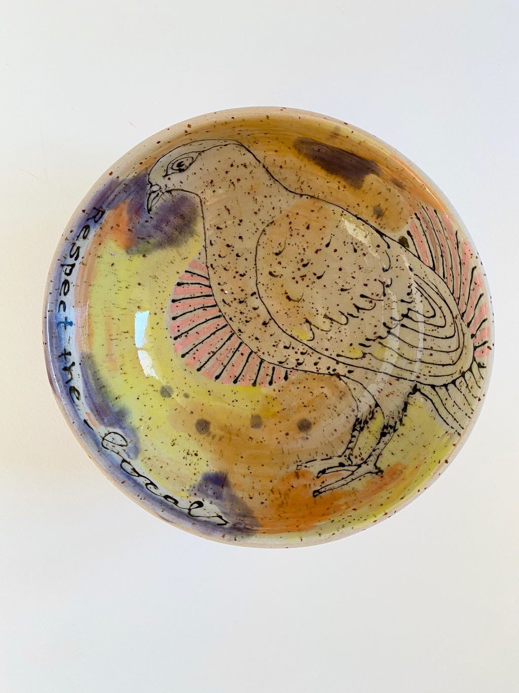 Schüssel Taube gelb / violett / orange