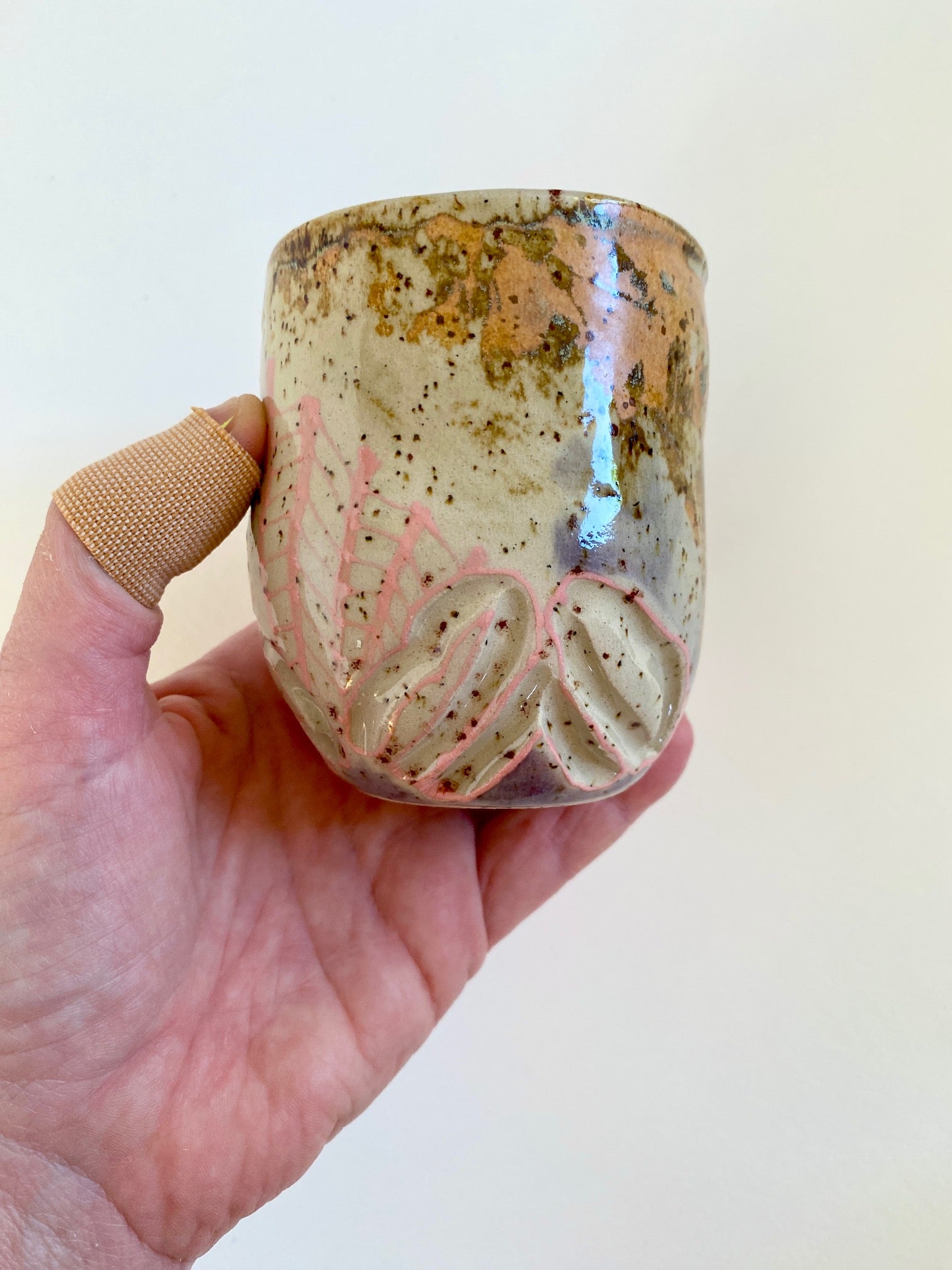Tasse Fischgrätenmuster  orange / mint / bronze / rosa / lila