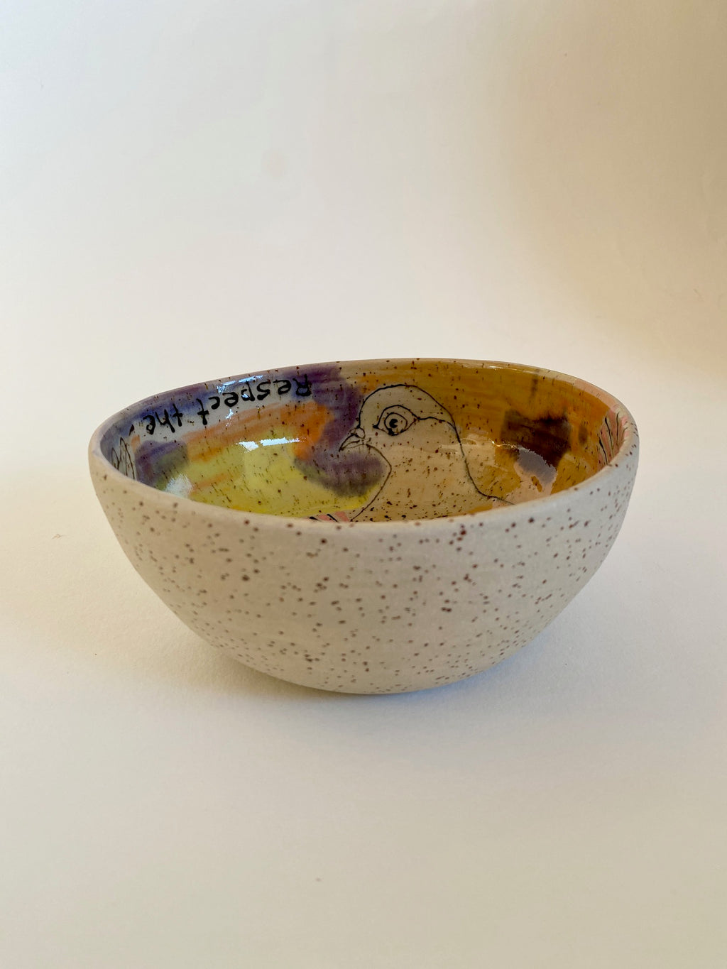Schüssel Taube gelb / violett / orange