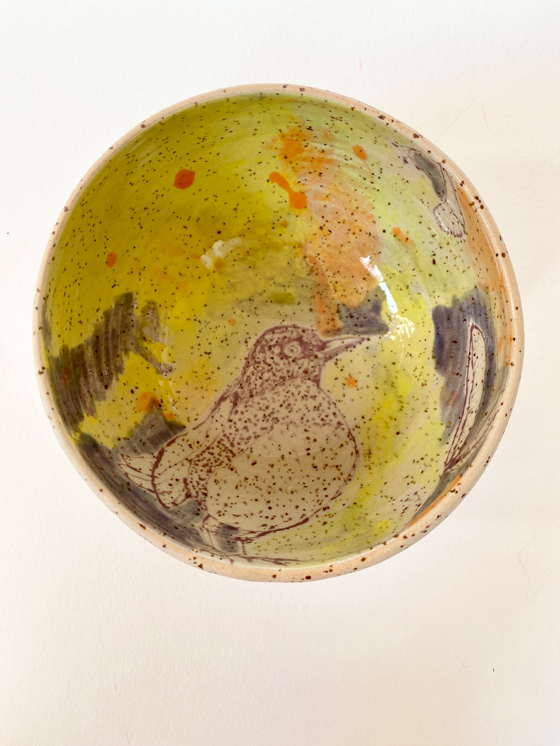 Schüssel Vogel violett / gelb / orange / blau