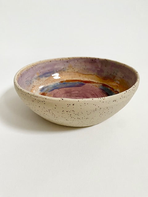 Schale / tiefer Teller mit Farbverlauf blau / gelb / violett /braun