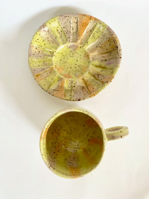 Tasse mit Untersetzer - Sonne -