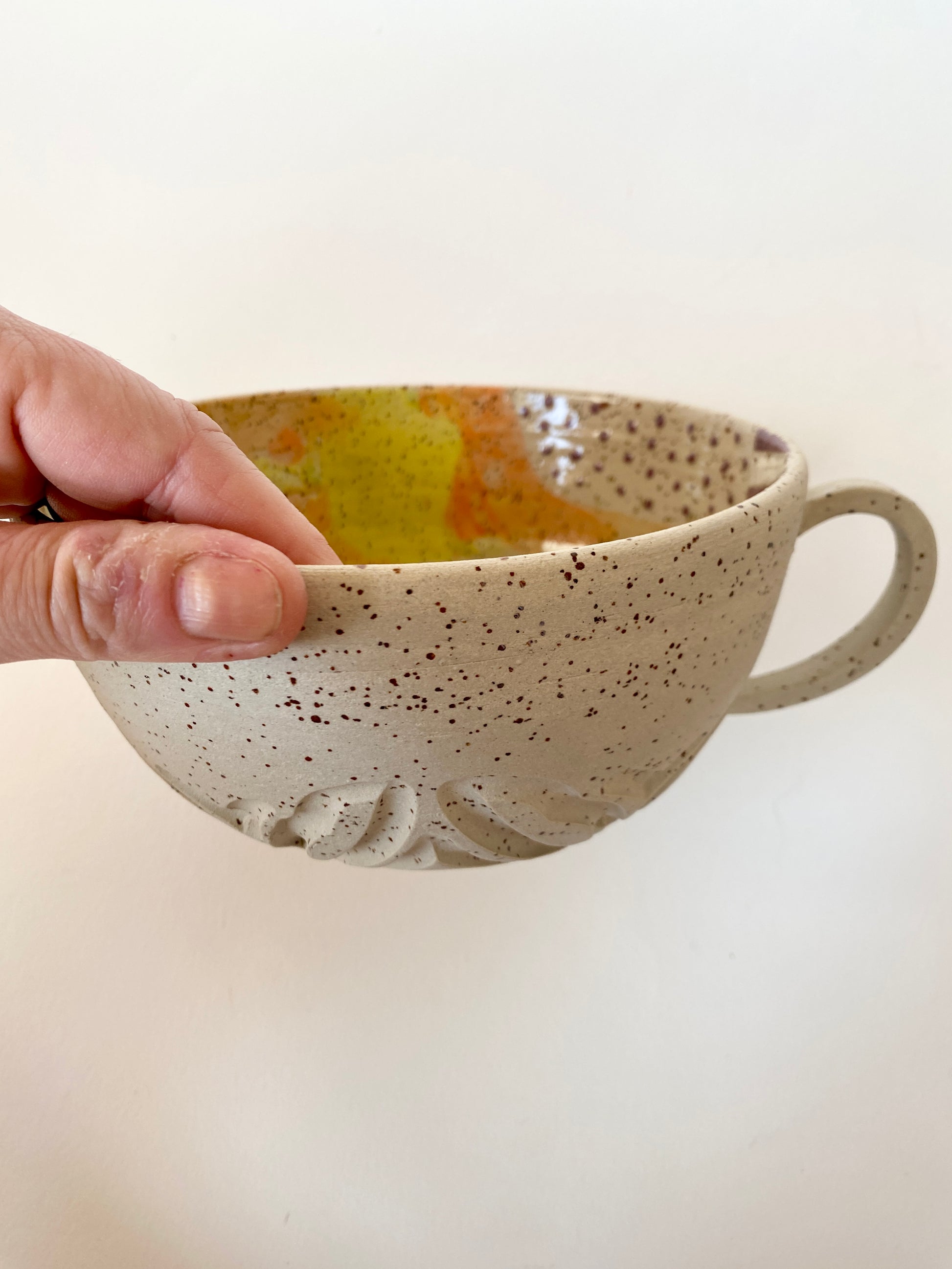 Schüssel Vogel violett / gelb / orange / blau