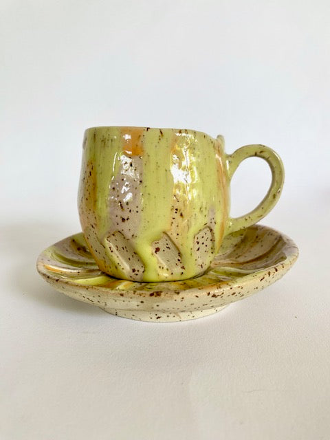 Tasse mit Untersetzer - Sonne -
