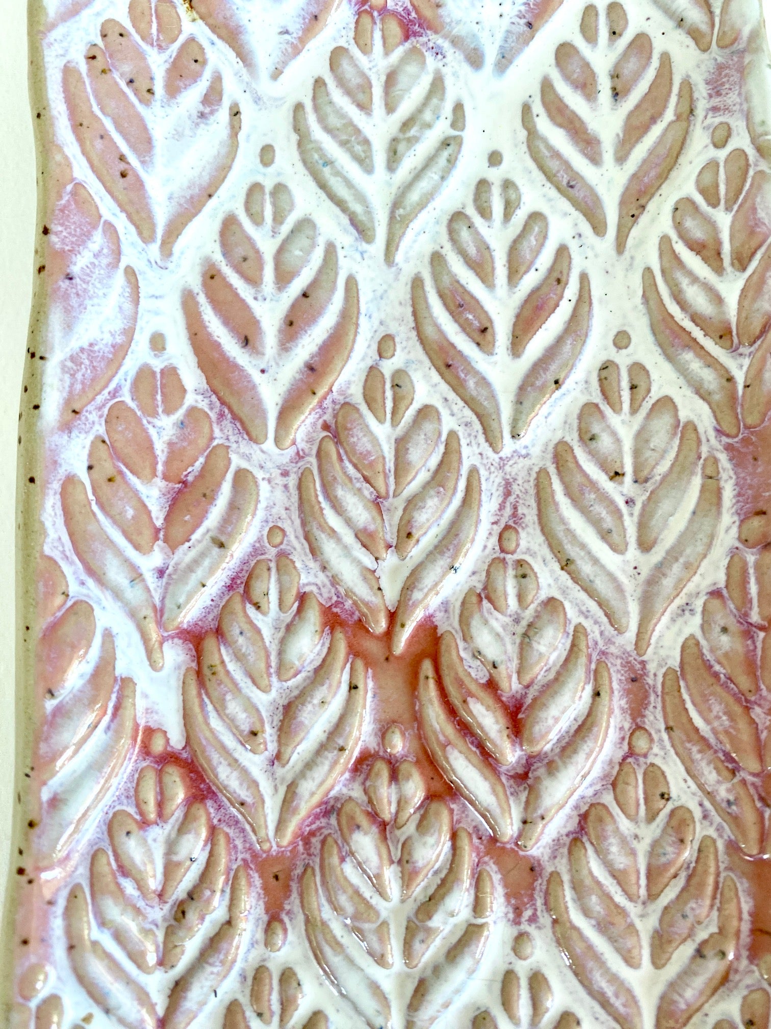 Schale rechteckig mit Muster - weiß,rose