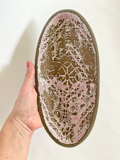 Schale oval - grauer Ton