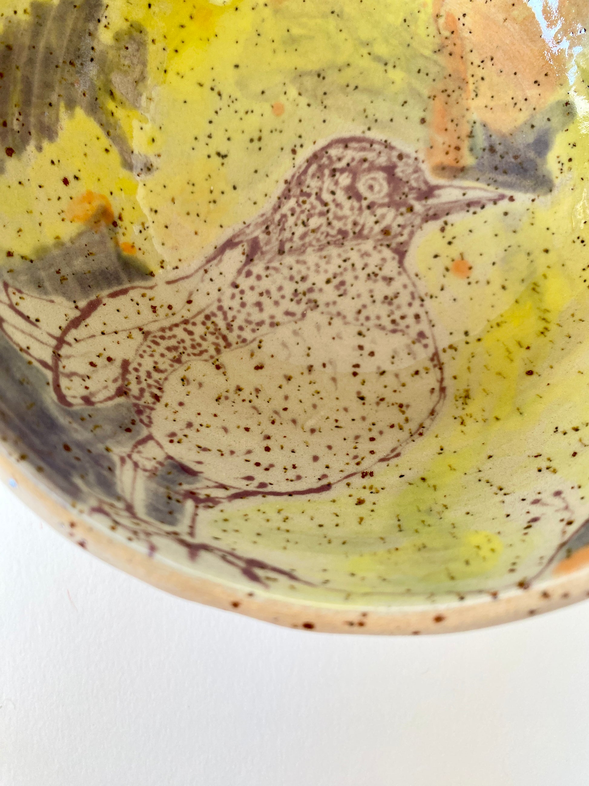 Schüssel Vogel violett / gelb / orange / blau