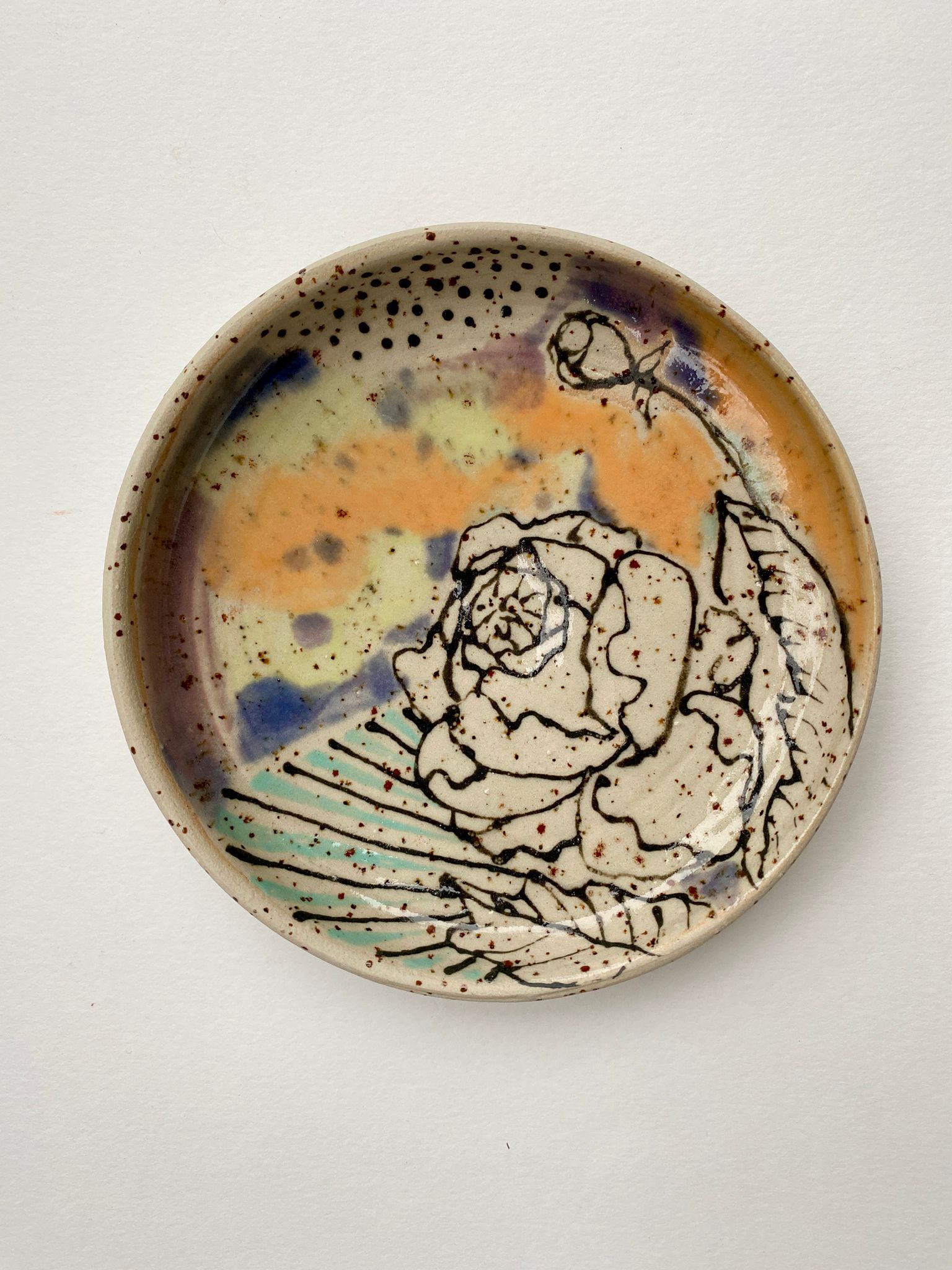 Essschälchen oder Futternäpfchen Paar gelb / türkis / lila