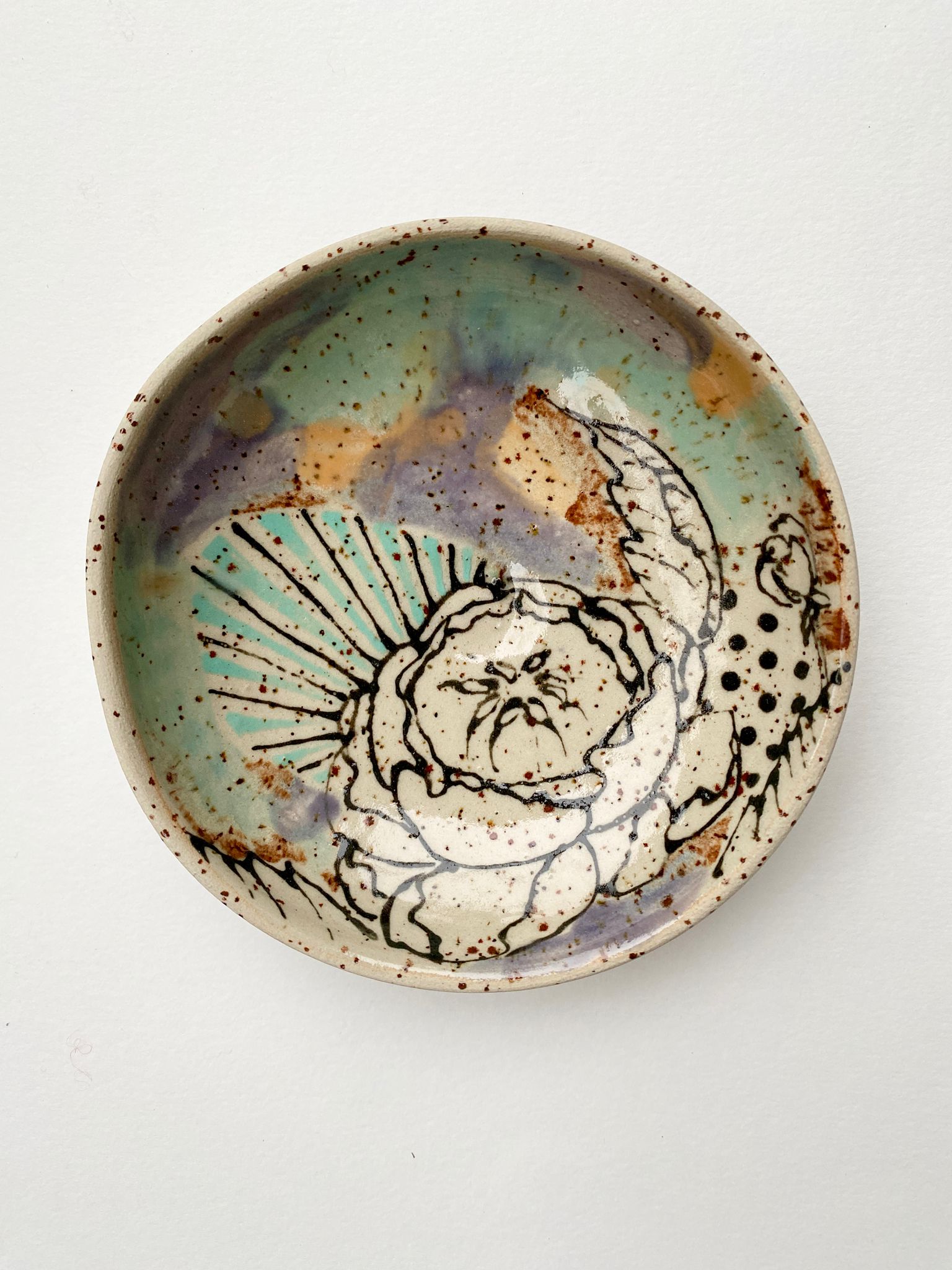 Essschälchen oder Futternäpfchen Paar türkis / gelb / blau