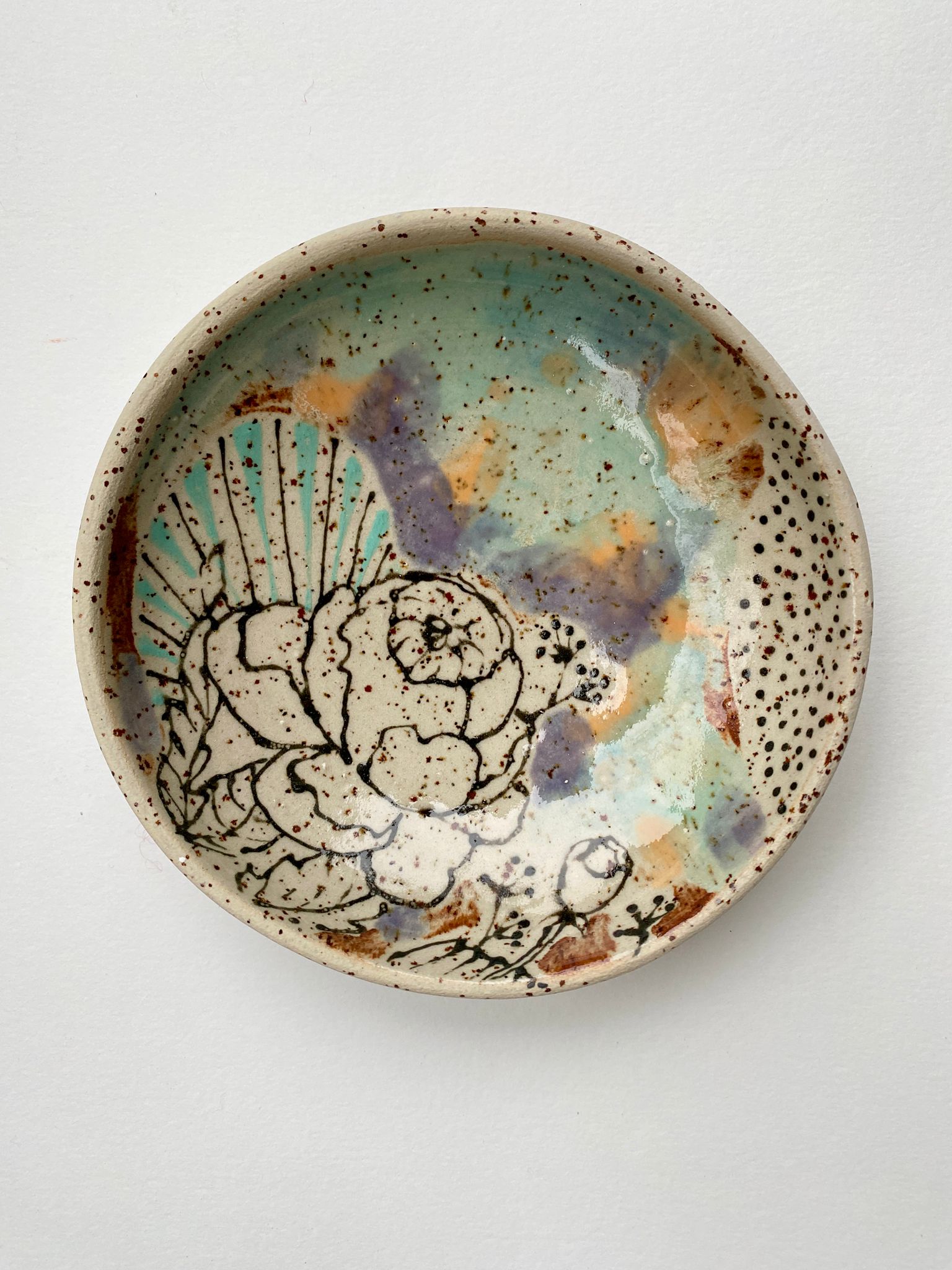 Essschälchen oder Futternäpfchen Paar türkis / gelb / blau