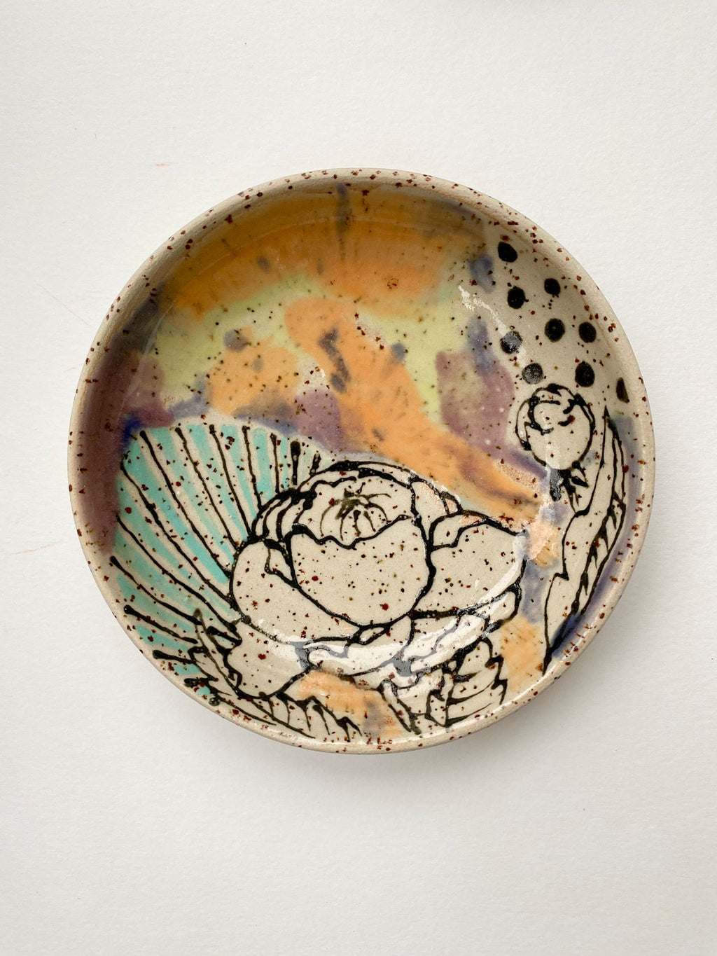 Essschälchen oder Futternäpfchen Paar gelb / türkis / lila